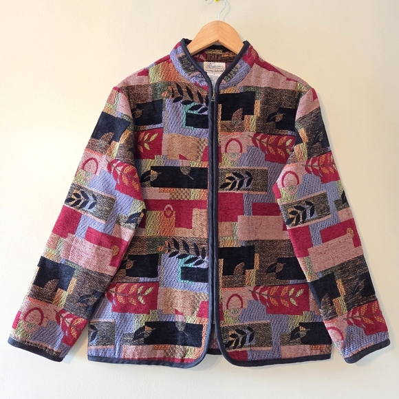 Traditions Artisan Jacket Colorful Tapestry Zip Front Coat Boho Patterned Size 8 - Picture 3 of 12